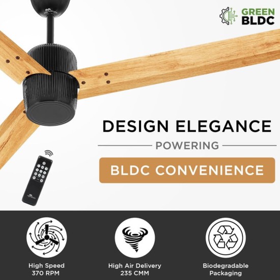 RR Signature Bonsai BLDC Fan I 6 Year Warranty I High Speed Ceiling Fan with Remote I Ceiling Fan for Home (Pine Wood)