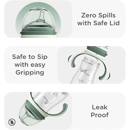 R4Rabbit Tritan Tweet 240ml Toddler Sippy Cup | Non-Toxic & BPA-Free Soft Silicone Double Handle | Leak-Proof Sippy Cup for Toddlers Boys & Girls (Green)