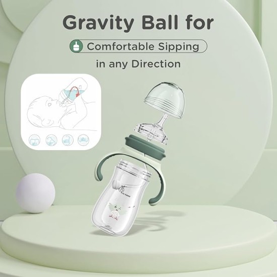 R4Rabbit Tritan Tweet 240ml Toddler Sippy Cup | Non-Toxic & BPA-Free Soft Silicone Double Handle | Leak-Proof Sippy Cup for Toddlers Boys & Girls (Green)