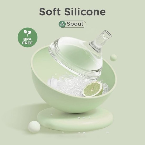 R4Rabbit Tritan Tweet 240ml Toddler Sippy Cup | Non-Toxic & BPA-Free Soft Silicone Double Handle | Leak-Proof Sippy Cup for Toddlers Boys & Girls (Green)