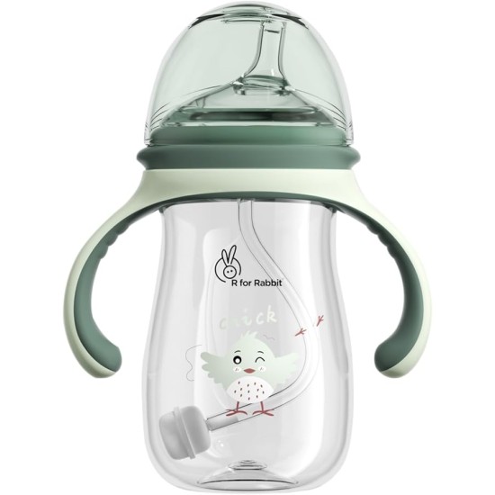R4Rabbit Tritan Tweet 240ml Toddler Sippy Cup | Non-Toxic & BPA-Free Soft Silicone Double Handle | Leak-Proof Sippy Cup for Toddlers Boys & Girls (Green)