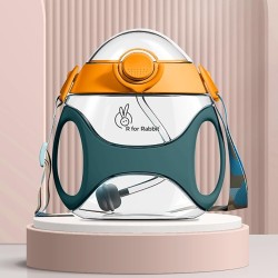 R for Rabbit Tritan Bumble 330 ml Baby Sipper Water Bottle with Carry Strap for Kids | Twin Handle with Silicon Straw | Leak Proof Drinking Sippy Cup for Baby Boy and Girl (Green)