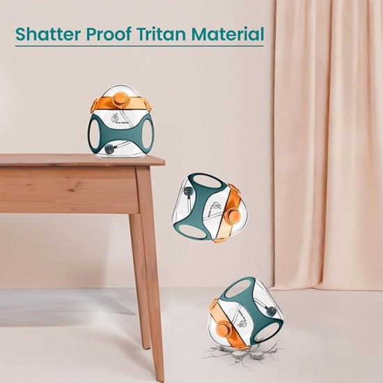 R for Rabbit Tritan Bumble 330 ml Baby Sipper Water Bottle with Carry Strap for Kids | Twin Handle with Silicon Straw | Leak Proof Drinking Sippy Cup for Baby Boy and Girl (Green)