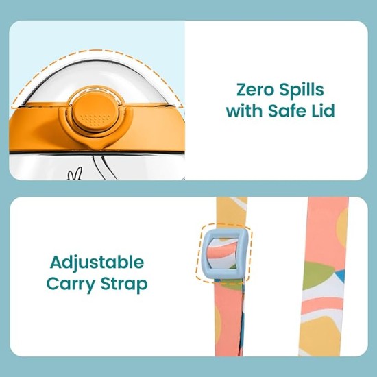 R for Rabbit Tritan Bumble 330 ml Baby Sipper Water Bottle with Carry Strap for Kids | Twin Handle with Silicon Straw | Leak Proof Drinking Sippy Cup for Baby Boy and Girl (Green)