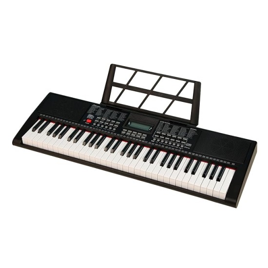 Intern INT-KB-6102, 61 Keys Touch Response Portable Piano Keyboard with Microphone and 9V DC Power Adapter (Black)