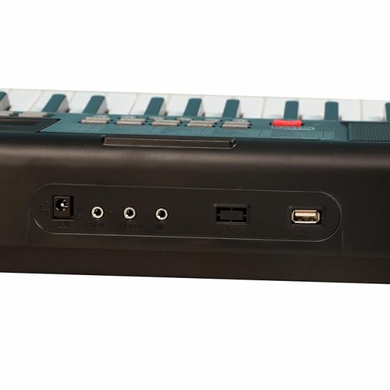 Intern INT-KB-6102, 61 Keys Touch Response Portable Piano Keyboard with Microphone and 9V DC Power Adapter (Black)