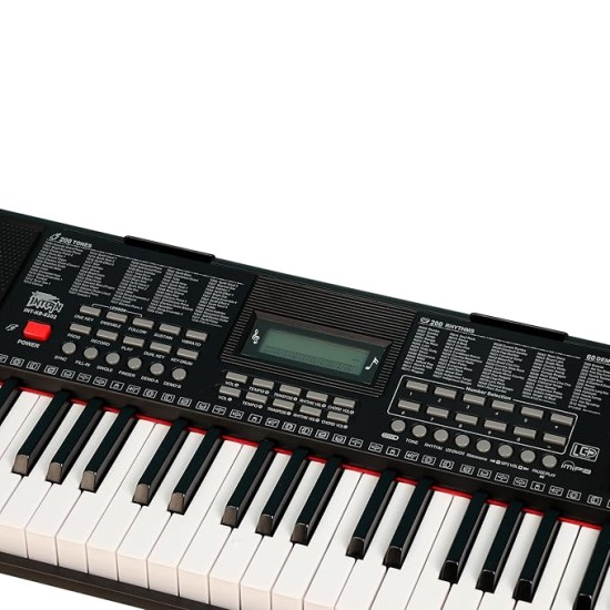Intern INT-KB-6102, 61 Keys Touch Response Portable Piano Keyboard with Microphone and 9V DC Power Adapter (Black)