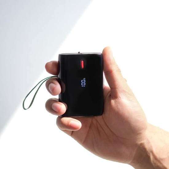 boAt Energyshroom PB300 Air 10000 Mah 22.5W USB Type C Pocket Size Power Bank with Compact & Lightweight Design,LED Battery Display,12 Layer Smart IC Protection & Smart Power Management(Carbon Black) boAt Energyshroom PB300 Air 10000 Mah 22.5W USB Type C Pocket Size Power Bank with Compact & Lightweight Design,LED Battery Display,12 Layer Smart IC Protection & Smart Power Management(Carbon Black)