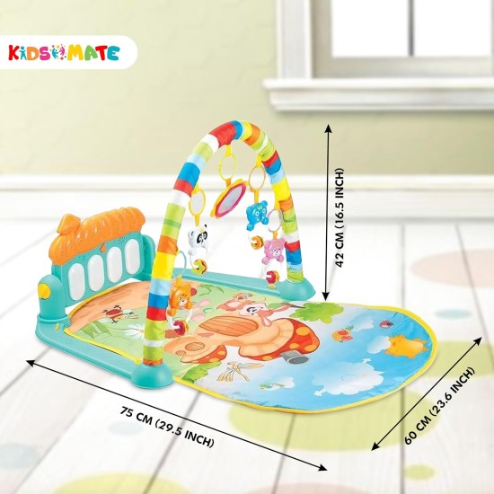Kidsmate Piano Play Gym | Play Mat for Babies 0 to 3 Years | New Born Baby Gifts | Baby Mats for Floor | Hanging Toy, Interactive Lights, & Engaging Tunes Musical Mat for Kids (Sea Green)