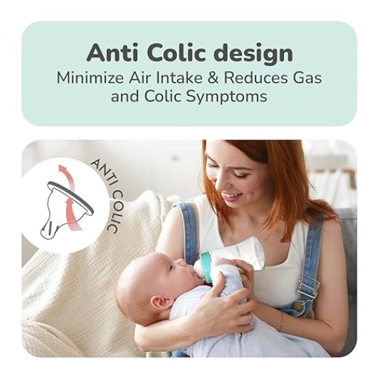 R for Rabbit First Feed 250 ml Baby Feeding PP Bottle with Anti-Colic Wide Neck, BPA Free Soft Silicone Nipple, Milk Feeder for New Born/Infants/Toddler Kids of 6+ Months (Lake Blue)