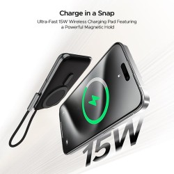 boAt Energyshroom PB330 MagnaCharge 10000 mAh Magnetic Wireless Power Bank w/ 15W Wireless Charging, Metal Stand,Magnacharge Ring for iPhone and Android Phones w/Wireless Charge(Black)