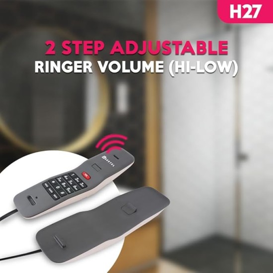 Beetel H27 Portable Hotel Cordless Landline Phone,3 Step Receiver & 2 Step Ringer Volume,Hold Function with LED Notification,Tone Dialling,Ringer LED,Hearing Aid Compatible Desk/Wall Mountable (Ivory)