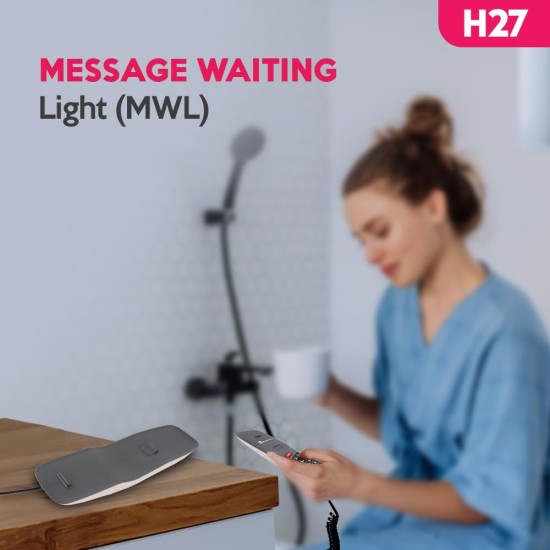 Beetel H27 Portable Hotel Cordless Landline Phone,3 Step Receiver & 2 Step Ringer Volume,Hold Function with LED Notification,Tone Dialling,Ringer LED,Hearing Aid Compatible Desk/Wall Mountable (Ivory)