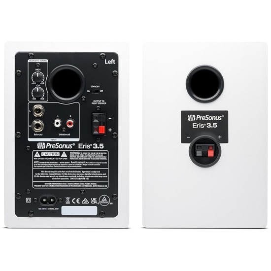PreSonus Eris 3.5 2nd Gen HD Professional Studio Monitors with 3.5" Woven Composite Woofer, 1" Silk-Dome Tweeter, 50W Class AB Power and Tuning Controls (Auxillary) - Pair (White) PreSonus Eris 3.5 2nd Gen HD Professional Studio Monitors with 3.5" Woven Composite Woofer, 1" Silk-Dome Tweeter, 50W Class AB Power and Tuning Controls (Auxillary) - Pair (White)