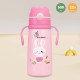 R for Rabbit Steebo Safari Premium Stainless Steel Water Sipper for Baby, Spill Proof BPA Free Soft Silicone Straw Drinking Sipper for Kids of 12+ Months (500ml, Pink Bunny)