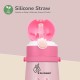 R for Rabbit Steebo Safari Premium Stainless Steel Water Sipper for Baby, Spill Proof BPA Free Soft Silicone Straw Drinking Sipper for Kids of 12+ Months (500ml, Pink Bunny)