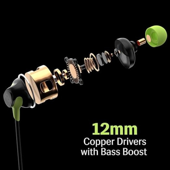Lava Probuds E1c in Ear Earphone | 12mm Bass Boosted Copper Driver with Pocket Comfy C Type Jack with Wire Protector | Dual Tone Stylish Design | in-Built Mic | IPX4 Water Resistant (Black)