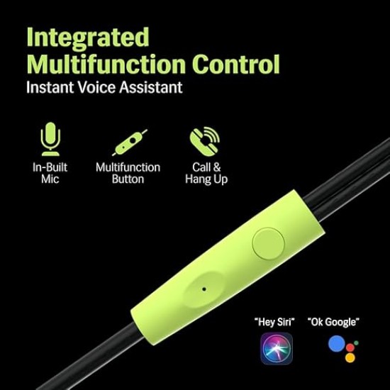 Lava Probuds E1c in Ear Earphone | 12mm Bass Boosted Copper Driver with Pocket Comfy C Type Jack with Wire Protector | Dual Tone Stylish Design | in-Built Mic | IPX4 Water Resistant (Black)