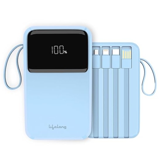 Lifelong Electronics 20000mAh 22.5W Fast Charging Power Bank | 3 Inputs (in-Built USB Cable + Lightning + Type-C Port) | 6 Outputs (3 in-Built Cables + 1 Type-C Port + 2 USB Ports) | QC 3.0 Powerbank Lifelong Electronics 20000mAh 22.5W Fast Charging Power Bank | 3 Inputs (in-Built USB Cable + Lightning + Type-C Port) | 6 Outputs (3 in-Built Cables + 1 Type-C Port + 2 USB Ports) | QC 3.0 Powerbank