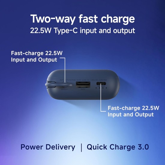 Xiaomi Pocket Power Bank 10000mAh 22.5W with Built-in Cable | Super Fast Charging PD |Smart 12 Layer Protection|Triple Output Ports|Supports Android,Apple, Tablets, Earbuds,Watch(MI Powerbank),Blue Xiaomi Pocket Power Bank 10000mAh 22.5W with Built-in Cable | Super Fast Charging PD |Smart 12 Layer Protection|Triple Output Ports|Supports Android,Apple, Tablets, Earbuds,Watch(MI Powerbank),Blue