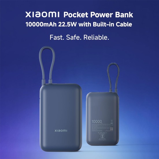 Xiaomi Pocket Power Bank 10000mAh 22.5W with Built-in Cable | Super Fast Charging PD |Smart 12 Layer Protection|Triple Output Ports|Supports Android,Apple, Tablets, Earbuds,Watch(MI Powerbank),Blue Xiaomi Pocket Power Bank 10000mAh 22.5W with Built-in Cable | Super Fast Charging PD |Smart 12 Layer Protection|Triple Output Ports|Supports Android,Apple, Tablets, Earbuds,Watch(MI Powerbank),Blue