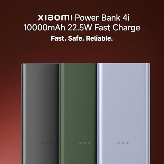 Xiaomi Power Bank 4i 10000mAh 22.5W Fast Charging PD|Smart 12 Layer Protection| Durable Steel Casing |Triple Output Ports|Supports All Phone(MI Power Bank),Purple
