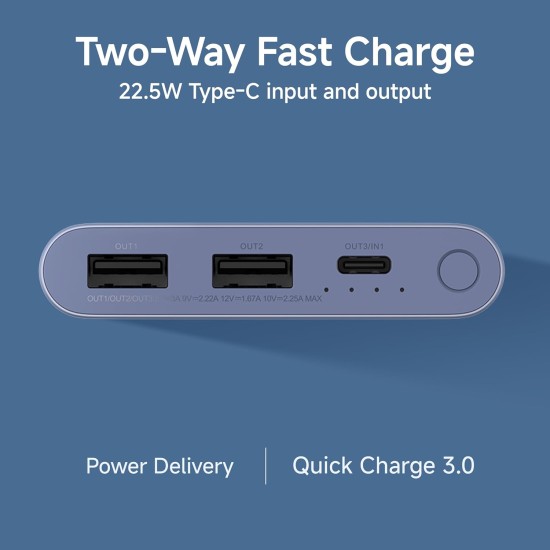 Xiaomi Power Bank 4i 10000mAh 22.5W Fast Charging PD|Smart 12 Layer Protection| Durable Steel Casing |Triple Output Ports|Supports All Phone(MI Power Bank),Purple