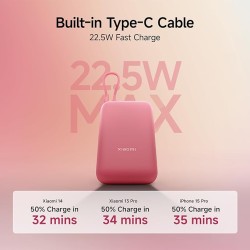 Xiaomi Pocket Power Bank 10000mAh 22.5W with Built-in Cable | Super Fast Charging PD |Smart 12 Layer Protection|Triple Output Ports|Supports Android,Apple, Tablets, Earbuds,Watch(MI Powerbank),Maroon Xiaomi Pocket Power Bank 10000mAh 22.5W with Built-in Cable | Super Fast Charging PD |Smart 12 Layer Protection|Triple Output Ports|Supports Android,Apple, Tablets, Earbuds,Watch(MI Powerbank),Maroon