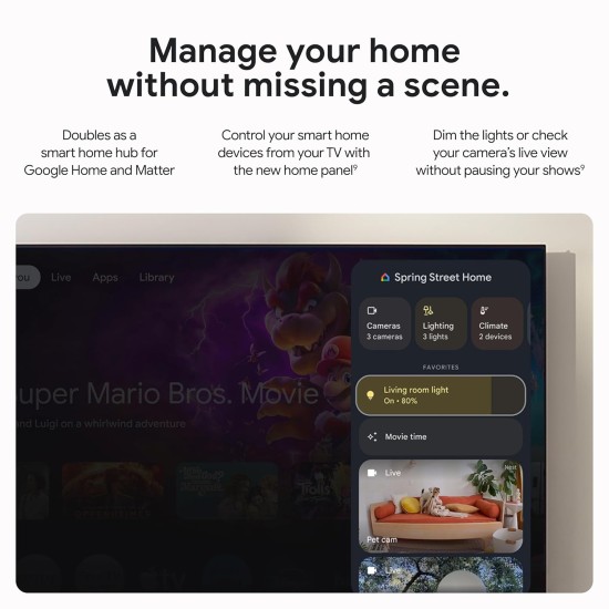 Chromecast with Google TV (4K)- Streaming Stick Entertainment with Voice Search - Watch Movies, Shows, and Live TV in 4K HDR - Snow