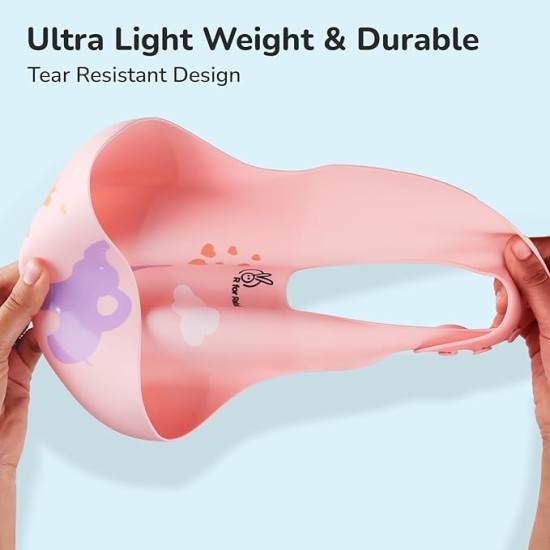 R for Rabbit Safari Silicone Bib for Baby Food Feeding BPA Free, Baby Apron Adjustable Straps, Built-in Food Pocket Mess Free, Waterproof, Washable & Reusable Ideal for Babies 6 to 36 Months (Peach)