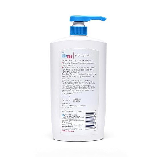 Sebamed Baby Body Lotion 750 ml|Ph 5.5|Camomile & Allantoin| Dermatalogically tested| Sensitive skin