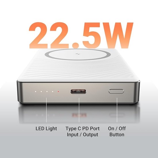 ZEBRONICS 10000 Mah Magsecure Power Bank, Fast USB Type C Charging 15W Wireless & 22.5W Wired, for iPhone 16,15,14,13,12, Android & Other Qi Enabled Devices, Compact Design (MW68, White) ZEBRONICS 10000 Mah Magsecure Power Bank, Fast USB Type C Charging 15W Wireless & 22.5W Wired, for iPhone 16,15,14,13,12, Android & Other Qi Enabled Devices, Compact Design (MW68, White)