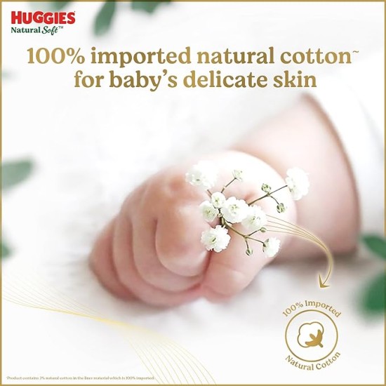 Huggies Natural Soft Premium Baby Diaper Pants, Our No.1 Soft Pants, Newborn/Extra Small (XS) Size (0-5 Kgs), Pack of 76 | Cloud Softness All over with India's 1st Cloud Touch Belt