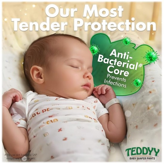 TEDDYY Baby Diapers Pants Easy Small 74 Count (Pack of 1),4-8 kgs, 12 hrs Leak Protection, Anti - Bacterial