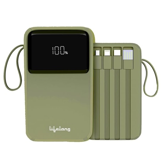 Lifelong Electronics 20000mAh 22.5W Fast Charging Power Bank | 3 Inputs (in-Built USB Cable + Lightning + Type-C Port) | 6 Outputs (3 in-Built Cables + 1 Type-C Port + 2 USB Ports) | QC 3.0 Powerbank