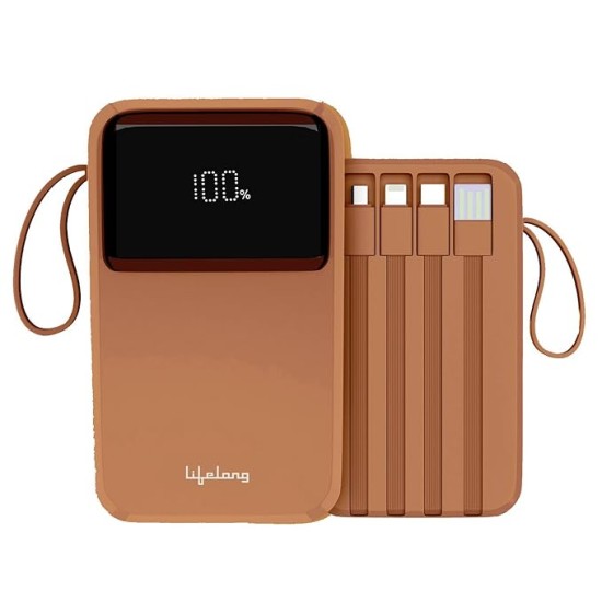 Lifelong Electronics 20000mAh 22.5W Fast Charging Power Bank | 3 Inputs (in-Built USB Cable + Lightning + Type-C Port) | 6 Outputs (3 in-Built Cables + 1 Type-C Port + 2 USB Ports) | QC 3.0 Powerbank
