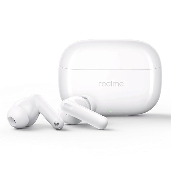 realme Buds T310 Truly Wireless in Ear Earbuds with 46dB Hybrid ANC, 360° Spatial Audio, 12.4mm Dynamic Bass Driver, Upto 40Hrs Battery and Fast Charging (Agile White)