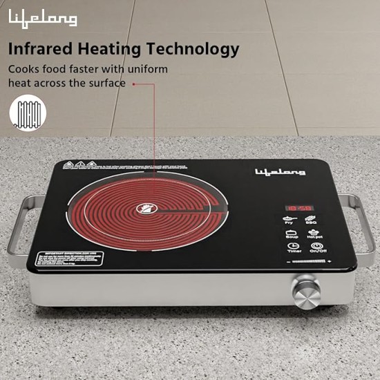 Lifelong 2000 Watt Infrared Induction Stove with Digital Display - Surge Protection, Electric Induction, 4 Cooking Modes, Auto Shut Off & Temperature Control with Voltage Protection Lifelong 2000 Watt Infrared Induction Stove with Digital Display - Surge Protection, Electric Induction, 4 Cooking Modes, Auto Shut Off & Temperature Control with Voltage Protection