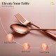 Cutlery (Set of 12, Stainless Steel PVD Rose Gold Spoons - 6 and Forks - 6), 100% Food Grade, Non Toxic, Anti-Rust, Dishwasher Safe, Perfect Gifting Set for All Occasions