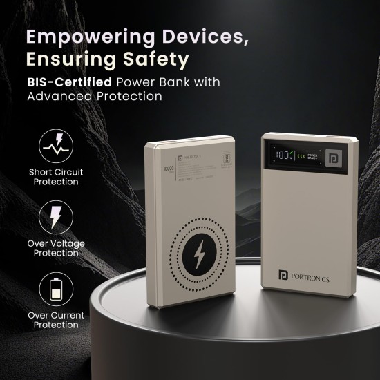 Portronics Luxcell MagClick 10k 10000 mAh 15W Magnetic Wireless Fast Charging Nano Power Bank Premium Finish, 22.5 Wired Output Compatible with iPhone 12 & Above,Type C Smartphones,Tablets(Beige) Portronics Luxcell MagClick 10k 10000 mAh 15W Magnetic Wireless Fast Charging Nano Power Bank Premium Finish, 22.5 Wired Output Compatible with iPhone 12 & Above,Type C Smartphones,Tablets(Beige)