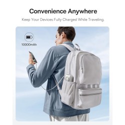 Baseus Free2Pull 10000mAh 30W Portable Power Bank – Built-in Retractable USB-C Cable, Digital Display, PD Fast Charging – Lunar Gray