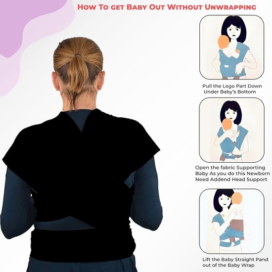 Bembika Adjustable Hands-Free Baby Sling Carrier Baby Wrapping Cloth for New Born with Comfortable Carrying Positions Lightweight & Travel Friendly Baby Wraping Cloth-(Black) Bembika Adjustable Hands-Free Baby Sling Carrier Baby Wrapping Cloth for New Born with Comfortable Carrying Positions Lightweight & Travel Friendly Baby Wraping Cloth-(Black)