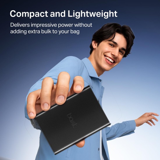 boAt Energyshroom PB400 Pro 20000mAh | Pocket Size, Compact Power Bank w/USB Type-C Input (2-Way Port), 3X Output Ports, Compatible with Tablets, Smartphones, Earbuds, Smartwatch(Carbon Black) boAt Energyshroom PB400 Pro 20000mAh | Pocket Size, Compact Power Bank w/USB Type-C Input (2-Way Port), 3X Output Ports, Compatible with Tablets, Smartphones, Earbuds, Smartwatch(Carbon Black)