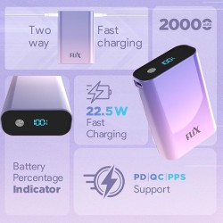 FLiX (Beetel) UltraCharge Duotone 20,000mAh 22.5W QC Pocket Power Delivery PPS Power Bank, Type C Input & Output, LED Percentage Display, Compatible iPhone, Samsung, Google (Purple + Pink) FLiX (Beetel) UltraCharge Duotone 20,000mAh 22.5W QC Pocket Power Delivery PPS Power Bank, Type C Input & Output, LED Percentage Display, Compatible iPhone, Samsung, Google (Purple + Pink)