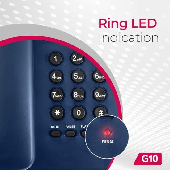 Beetel G10 Newly Launched, Corded Landline Phone, Ringer LED Indication, Desk and Wall Mountable, 3 Step Ringer Volume Control, Tone/Puls/Flash/Pause/Redial, TEC Certified (G10 Blue) Beetel G10 Newly Launched, Corded Landline Phone, Ringer LED Indication, Desk and Wall Mountable, 3 Step Ringer Volume Control, Tone/Puls/Flash/Pause/Redial, TEC Certified (G10 Blue)