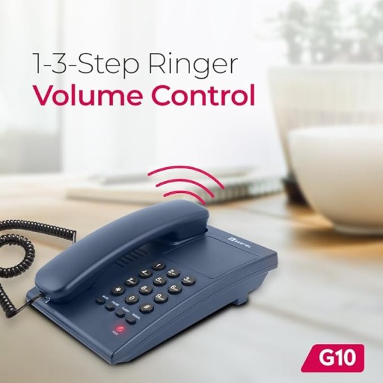 Beetel G10 Newly Launched, Corded Landline Phone, Ringer LED Indication, Desk and Wall Mountable, 3 Step Ringer Volume Control, Tone/Puls/Flash/Pause/Redial, TEC Certified (G10 Blue) Beetel G10 Newly Launched, Corded Landline Phone, Ringer LED Indication, Desk and Wall Mountable, 3 Step Ringer Volume Control, Tone/Puls/Flash/Pause/Redial, TEC Certified (G10 Blue)