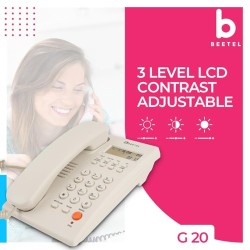 Beetel Newly Launched G20,TEC Certified,Caller ID Landline with LCD Display,Ringer LED,Adjustable Handset/Ringer Volume,Music on Hold,Wall Mountable,3 Level LCD Contrast,Alarm(G20-Warm Grey)