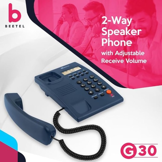 Beetel Newly Launched G30 Landline, TEC Certified, Caller ID LCD Display, Ringer LED, DTMF/FSK Compatible, 2-Way Adjustable Speaker Phone, Desk/Wall Mountable, 3 Level LCD Contrast(G30-Blue) Beetel Newly Launched G30 Landline, TEC Certified, Caller ID LCD Display, Ringer LED, DTMF/FSK Compatible, 2-Way Adjustable Speaker Phone, Desk/Wall Mountable, 3 Level LCD Contrast(G30-Blue)