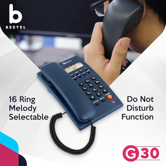 Beetel Newly Launched G30 Landline, TEC Certified, Caller ID LCD Display, Ringer LED, DTMF/FSK Compatible, 2-Way Adjustable Speaker Phone, Desk/Wall Mountable, 3 Level LCD Contrast(G30-Blue) Beetel Newly Launched G30 Landline, TEC Certified, Caller ID LCD Display, Ringer LED, DTMF/FSK Compatible, 2-Way Adjustable Speaker Phone, Desk/Wall Mountable, 3 Level LCD Contrast(G30-Blue)