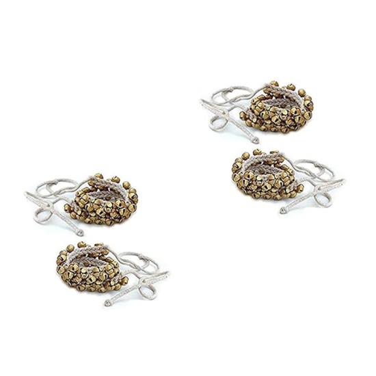 UAPAN Brass Ghungroo White cotton string Bells (1.6 CM, 25+25, Pair, pack of 2 pair)